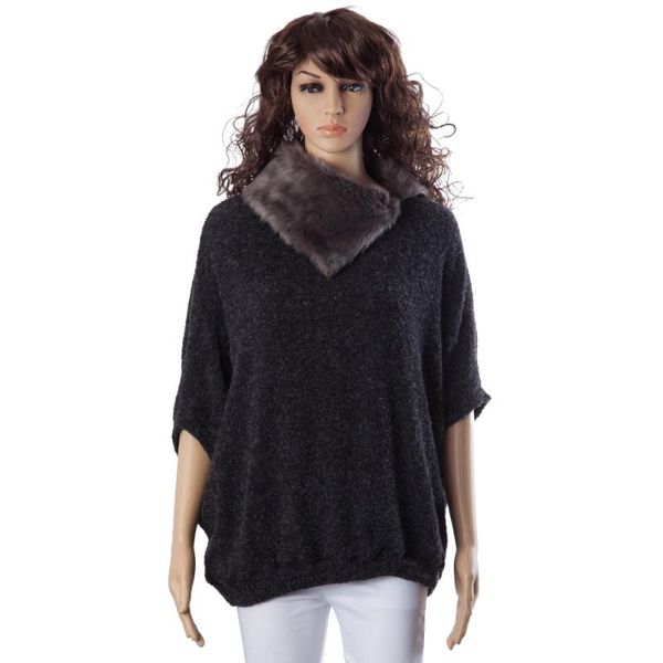 women's sweaters azulina fashionable turtle neck with fur loose-fitting batwing sleeve sweater, White;black
women's sweaters azulina fashionable turtle neck with fur loose-fitting batwing sleeve sweater, White;black