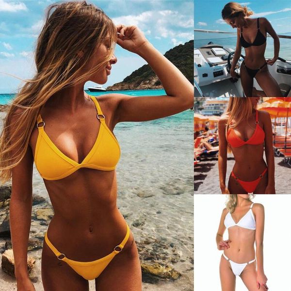 women's swimwear women two piece push up bikini sets solid bandage padded bra monokini swimsuit bathing suit, White;black
women's swimwear women two piece push up bikini sets solid bandage padded bra monokini swimsuit bathing suit, White;black