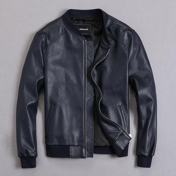 men's leather & faux factory thickening jacket genuine clothing male slim sheep skin outerwear baseball uniform suit, Black
men's leather & faux factory thickening jacket genuine clothing male slim sheep skin outerwear baseball uniform suit, Black