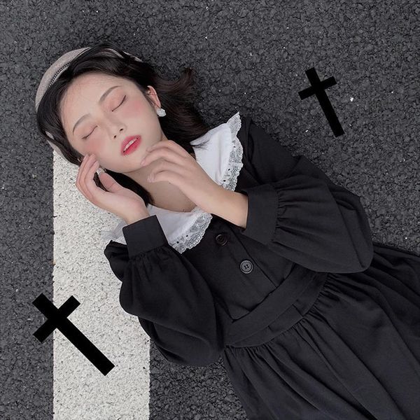 harajuku gothic cosplay black sailor womens dress lolita girl style lace collar vintage bandage casual pleated long vestidos, Black;gray
harajuku gothic cosplay black sailor womens dress lolita girl style lace collar vintage bandage casual pleated long vestidos, Black;gray