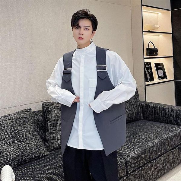 men's vests solid color vest coat waistcoat autumn korean fashion metal buckle decorative hairstylist youth, Black;white
men's vests solid color vest coat waistcoat autumn korean fashion metal buckle decorative hairstylist youth, Black;white