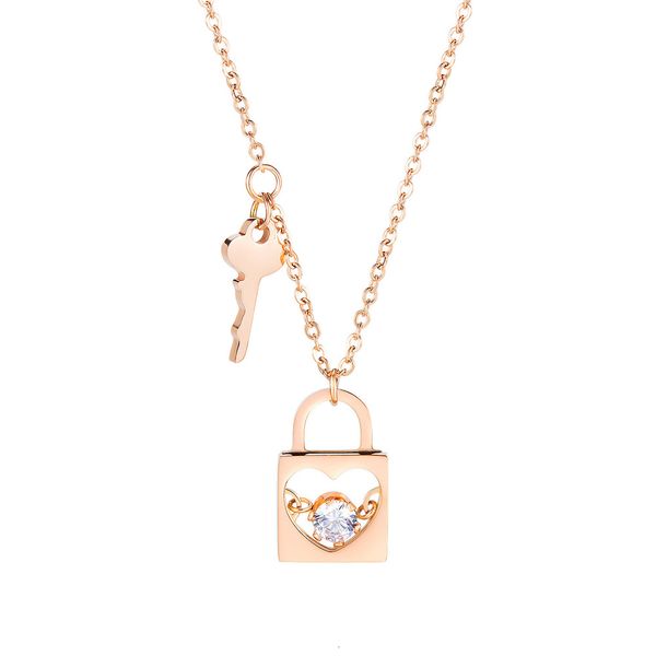 fashion couple key chain necklace rose gold titanium steel jewelry niche clavicle, Black
fashion couple key chain necklace rose gold titanium steel jewelry niche clavicle, Black