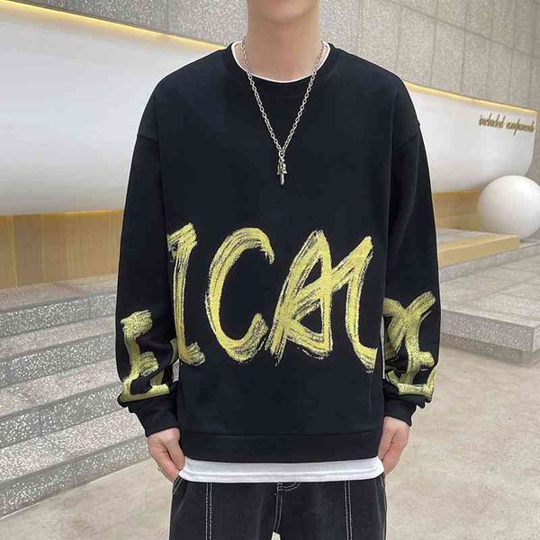fashion brand sweater new splicing fake two-piece round neck long sleeve men's printed youth pullover loose bottomed shirt, Black
fashion brand sweater new splicing fake two-piece round neck long sleeve men's printed youth pullover loose bottomed shirt, Black