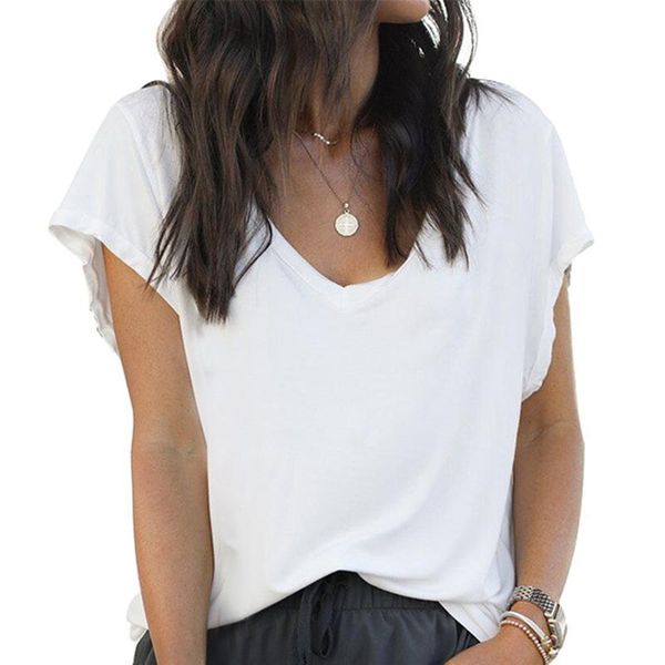 women's t-shirt summer t shirt women v-neck solid color short sleeves loose tee white s
women's t-shirt summer t shirt women v-neck solid color short sleeves loose tee white s