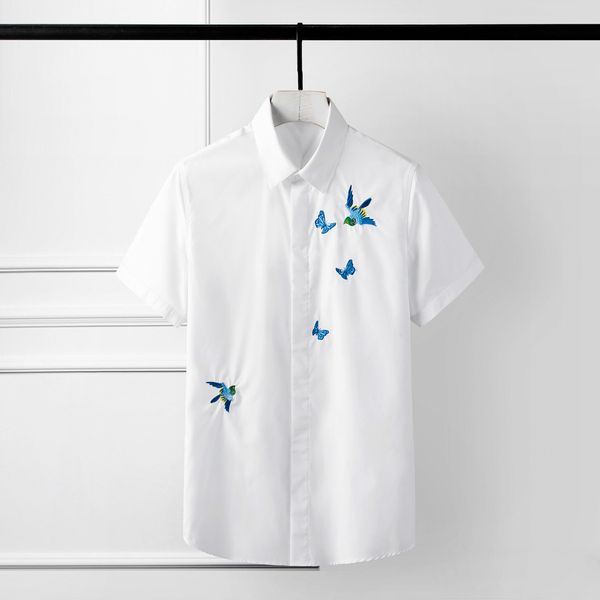 business shirt deluxe and xinyi blue butterfly embroidery short sleeve men's in summer of 2021, White;black
business shirt deluxe and xinyi blue butterfly embroidery short sleeve men's in summer of 2021, White;black