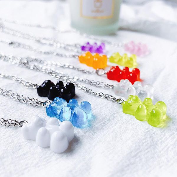 pendant necklaces 5 colors cute resin gummy bear chain candy color for women girl's charm daily handmade jewelry party gifts, Silver
pendant necklaces 5 colors cute resin gummy bear chain candy color for women girl's charm daily handmade jewelry party gifts, Silver