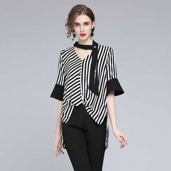 women summer designer elegant loose large size striped long blouse shirt female office lady party chemise womens blouses 210525, White
women summer designer elegant loose large size striped long blouse shirt female office lady party chemise womens blouses 210525, White