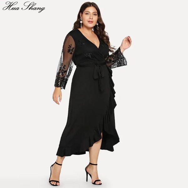 plus size summer dress women v neck sequied long sleeve elegant party dresses black ruffles irregular maxi casual, Black;gray
plus size summer dress women v neck sequied long sleeve elegant party dresses black ruffles irregular maxi casual, Black;gray