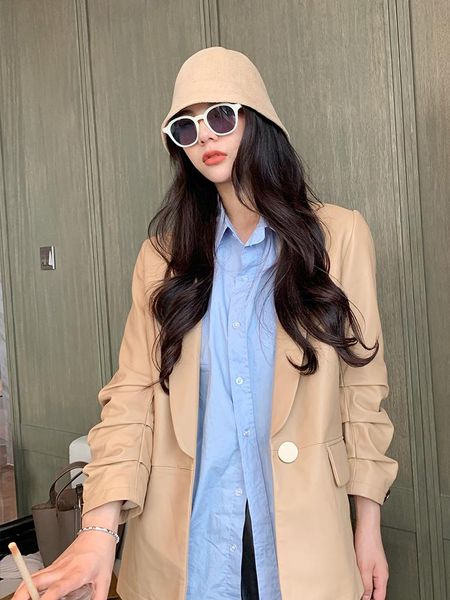 women's trench coats leather clothes 2021 women's sheepskin medium and long slim fashion coat, Tan;black
women's trench coats leather clothes 2021 women's sheepskin medium and long slim fashion coat, Tan;black
