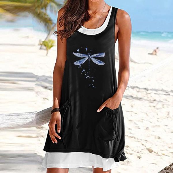casual dresses womens dragonfly print dress summer round neck sleeveless beach style pocket loose knee-length women vestidos, Black;gray
casual dresses womens dragonfly print dress summer round neck sleeveless beach style pocket loose knee-length women vestidos, Black;gray