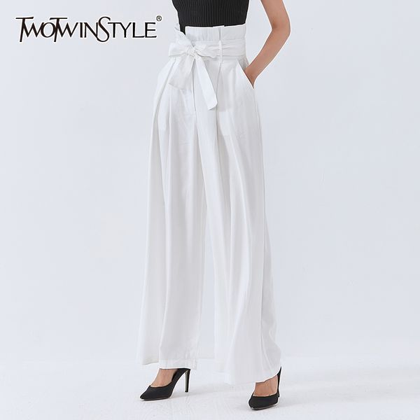 twotwinstyle loose minimalist trouser for women high waist casual wide leg pants female spring new clothing tide fashion 210428, Black;white
twotwinstyle loose minimalist trouser for women high waist casual wide leg pants female spring new clothing tide fashion 210428, Black;white