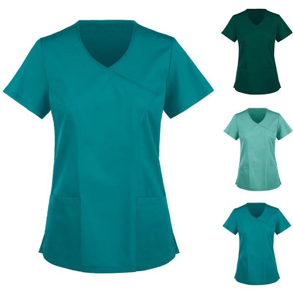 women's t-shirt solid short sleeve v-neck work lsolation clothing uniform spring summer casual lady tshirt, White
women's t-shirt solid short sleeve v-neck work lsolation clothing uniform spring summer casual lady tshirt, White