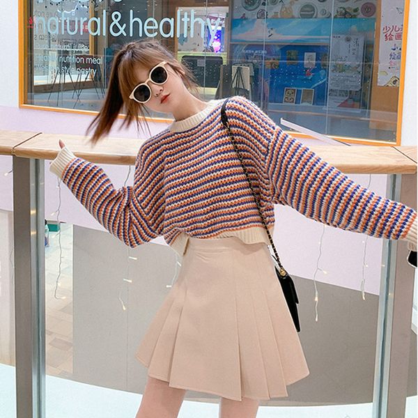 sweaters loose and style wear autumn cocoon pullover for women short mock neck casual striped sweater, White;black
sweaters loose and style wear autumn cocoon pullover for women short mock neck casual striped sweater, White;black
