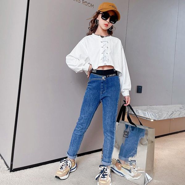 trousers girls' jeans autumn style 2021 letter high waist pants children's fashion western slim, Blue
trousers girls' jeans autumn style 2021 letter high waist pants children's fashion western slim, Blue