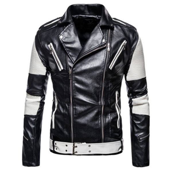 mens pu leather lapel neck jackets spring autumn fashion trend color-blocked long sleeve outerwears designer male zipper casual short coats, Black
mens pu leather lapel neck jackets spring autumn fashion trend color-blocked long sleeve outerwears designer male zipper casual short coats, Black