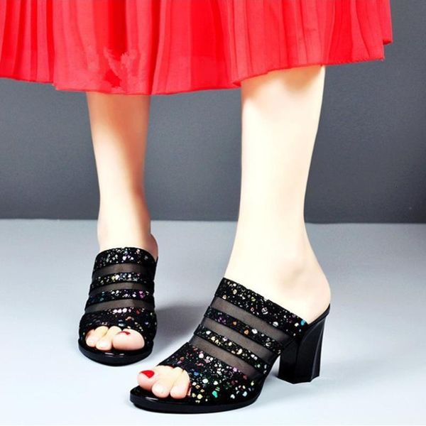 slippers outside crystal blingbling womans sandals peep-toe net-yarn ladies dress slides high (5cm-8cm student casual party i01y, Black
slippers outside crystal blingbling womans sandals peep-toe net-yarn ladies dress slides high (5cm-8cm student casual party i01y, Black