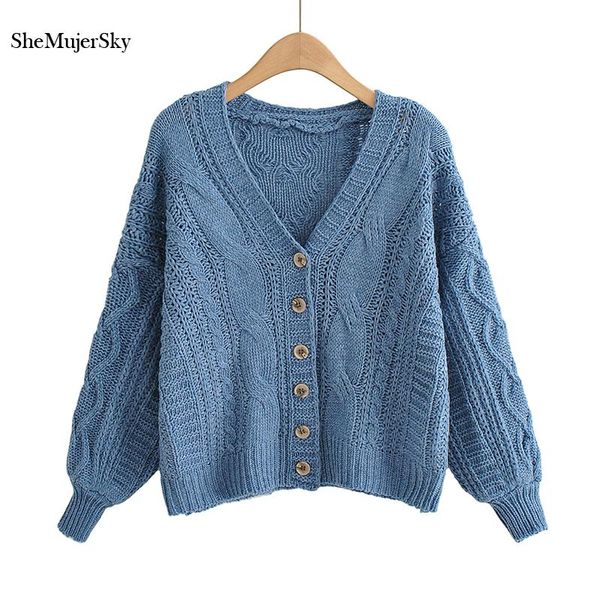 women's knits & tees shemujersky women cross-criss knitted blue sweaters 2021 autumn winter long sleeve single breasted cardigans, White
women's knits & tees shemujersky women cross-criss knitted blue sweaters 2021 autumn winter long sleeve single breasted cardigans, White