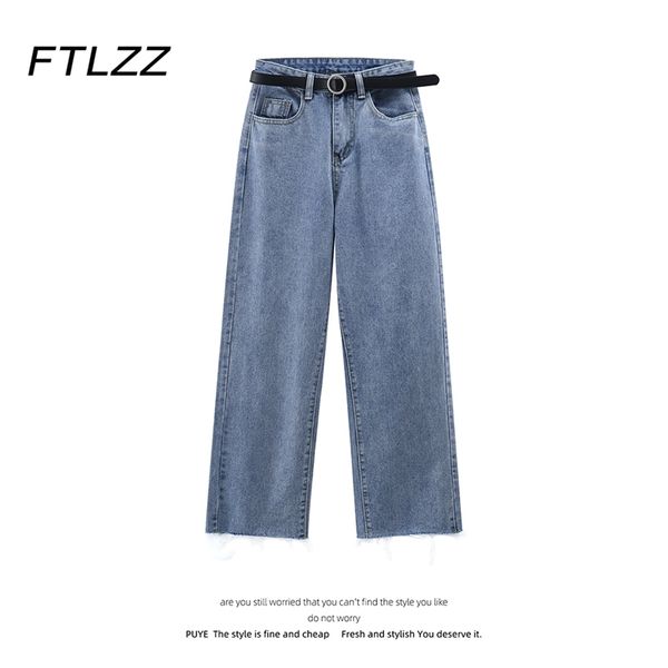 spring summer wide-leg pants jean streetwear high-waist button fly blue woman casual baggy ankle-length denim 210602
spring summer wide-leg pants jean streetwear high-waist button fly blue woman casual baggy ankle-length denim 210602