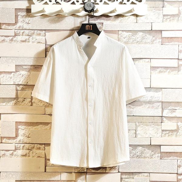 men's summer chinese style short-sleeved shirt solid color stand collar casual shirts, White;black
men's summer chinese style short-sleeved shirt solid color stand collar casual shirts, White;black