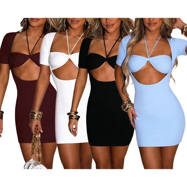 one-piece suits women's halter bodycon mini dress short sleeve solid color cutout ruched
one-piece suits women's halter bodycon mini dress short sleeve solid color cutout ruched