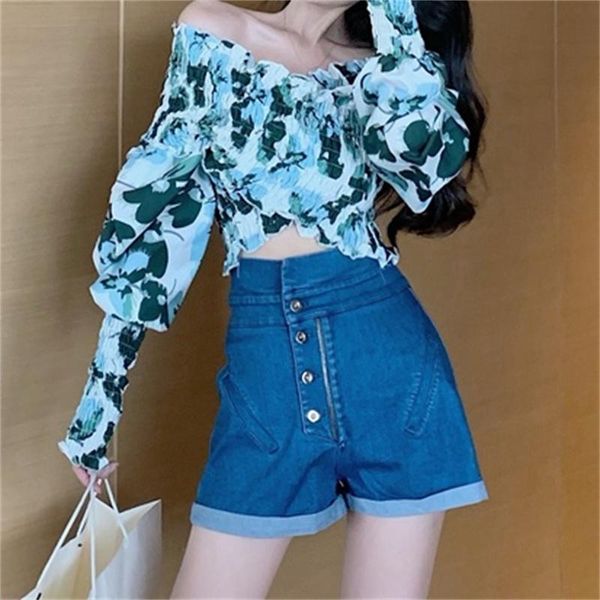 women's blouses & shirts zxqj women 2021 fashion floral print elastic smocked cropped vintage long sleeve female chic, White
women's blouses & shirts zxqj women 2021 fashion floral print elastic smocked cropped vintage long sleeve female chic, White