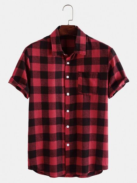men buffalo plaid patched pocket shirt b8ha#, White;black