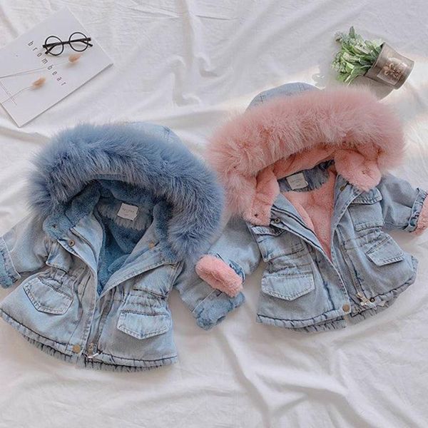 jackets girls denim jacket fur hoodies thick warm girl coats kids cotton padded children's toddler clothes, Blue;gray
jackets girls denim jacket fur hoodies thick warm girl coats kids cotton padded children's toddler clothes, Blue;gray