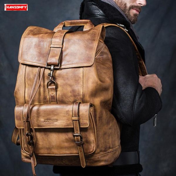 backpack first layer cowhide large capacity men travel shoulder bag full leather men's laptop 
backpack first layer cowhide large capacity men travel shoulder bag full leather men's laptop