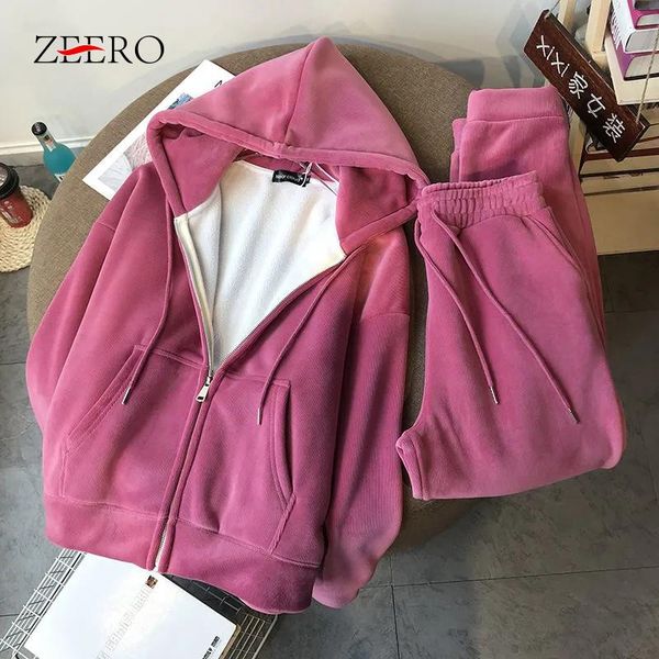 women's two piece pants autumn winter women casual warm velvet thick zipper hoodie coat and set suit oversized sportwear tracksuit outf, White
women's two piece pants autumn winter women casual warm velvet thick zipper hoodie coat and set suit oversized sportwear tracksuit outf, White