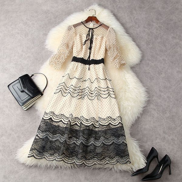 casual dresses spring summer 3/4 sleeve round neck beige retro polka dot tulle ribbon tie embroidery mid-calf dress elegant 21a062035 kfgo, Black;gray
casual dresses spring summer 3/4 sleeve round neck beige retro polka dot tulle ribbon tie embroidery mid-calf dress elegant 21a062035 kfgo, Black;gray