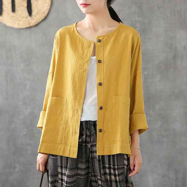 women's blouses & shirts spring autumn arts style women long sleeve loose o-neck shirts big pockets cotton linen casual blouses, White
women's blouses & shirts spring autumn arts style women long sleeve loose o-neck shirts big pockets cotton linen casual blouses, White