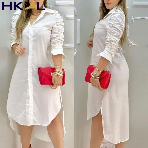 casual dresses pleated high-low cut long shirt dress women turn down collar, Black;gray
casual dresses pleated high-low cut long shirt dress women turn down collar, Black;gray