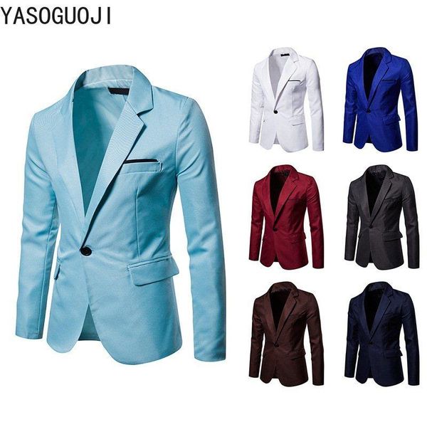 men's suits & blazers yasuguoji 2021 spring smart casual single button men suit jacket fashion solid color slim mens balzers l035, White;black
men's suits & blazers yasuguoji 2021 spring smart casual single button men suit jacket fashion solid color slim mens balzers l035, White;black