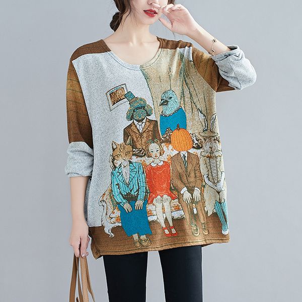 johnature casual print cartoon women t-shirts spring o-neck full sleeve loose all-match cute 210521, White
johnature casual print cartoon women t-shirts spring o-neck full sleeve loose all-match cute 210521, White