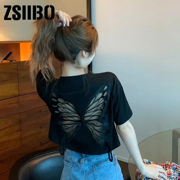 women's t-shirt summer ladies crop short-sleeved solid harajuku punk bow hollow clothing vintage cloth y2k, White
women's t-shirt summer ladies crop short-sleeved solid harajuku punk bow hollow clothing vintage cloth y2k, White