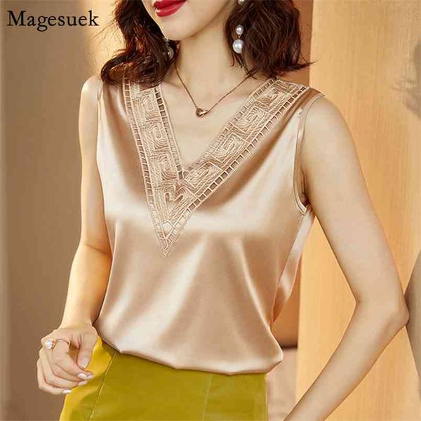 summer leeveless silk women blouses embroidery lace satin woman shirt loose v-neck plus size 5xl 13731 210512, White
summer leeveless silk women blouses embroidery lace satin woman shirt loose v-neck plus size 5xl 13731 210512, White