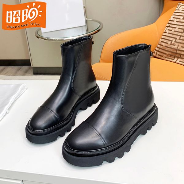 leather chimney boots spring and summer 2022 new women's shoes british style flat bottom fashion trend rear zipper martin chelsea short, Black
leather chimney boots spring and summer 2022 new women's shoes british style flat bottom fashion trend rear zipper martin chelsea short, Black