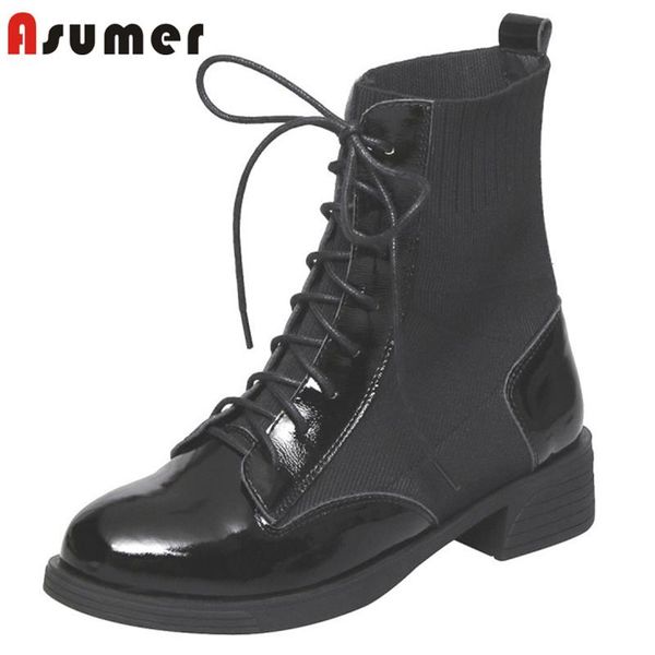 boots asumer 2022 black big size 44 patent leather ankle women knitting stretch round toe lace up autumn winter shoes lady
boots asumer 2022 black big size 44 patent leather ankle women knitting stretch round toe lace up autumn winter shoes lady