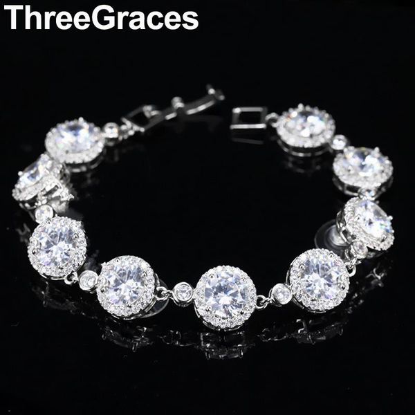 link, chain threegraces sparkling white cubiz zirconia crystal elegant silver round dinner party tennis bracelets bangles for women br128, Black
link, chain threegraces sparkling white cubiz zirconia crystal elegant silver round dinner party tennis bracelets bangles for women br128, Black