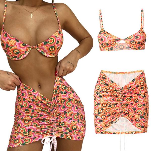 one-piece suits 2 pieces swimwear set, female flower print spaghetti strap bikini + package hip skirt with drawstring 2021 fashion
one-piece suits 2 pieces swimwear set, female flower print spaghetti strap bikini + package hip skirt with drawstring 2021 fashion
