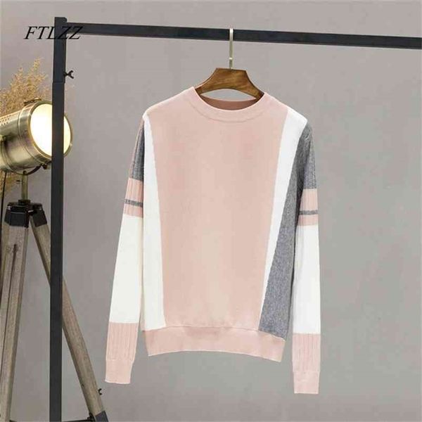 women autumn winter knitting sweater pullover contrast color long sleeve jumper femme pink black o-neck knitted 210430, White;black
women autumn winter knitting sweater pullover contrast color long sleeve jumper femme pink black o-neck knitted 210430, White;black