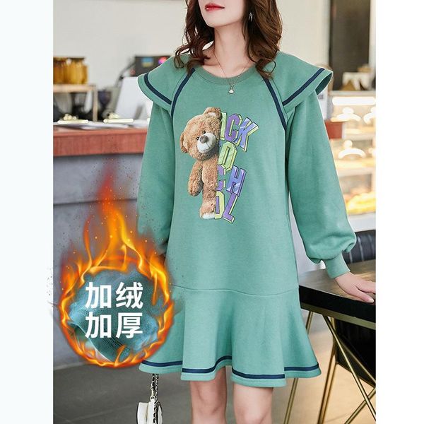 fall winter plus size velvet thick bear print pullover women dresses comfortable korean style loose internet lady vestidos maternity, White
fall winter plus size velvet thick bear print pullover women dresses comfortable korean style loose internet lady vestidos maternity, White