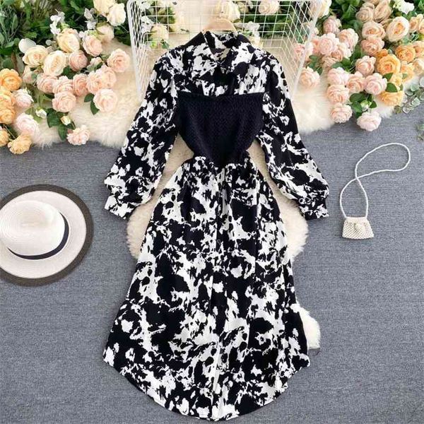 women's autumn dresses retro tie-dye lapel long sleeve nipped waist korean elegant mid-long patchwork dress vestidos gk391 210507, Black;gray
women's autumn dresses retro tie-dye lapel long sleeve nipped waist korean elegant mid-long patchwork dress vestidos gk391 210507, Black;gray