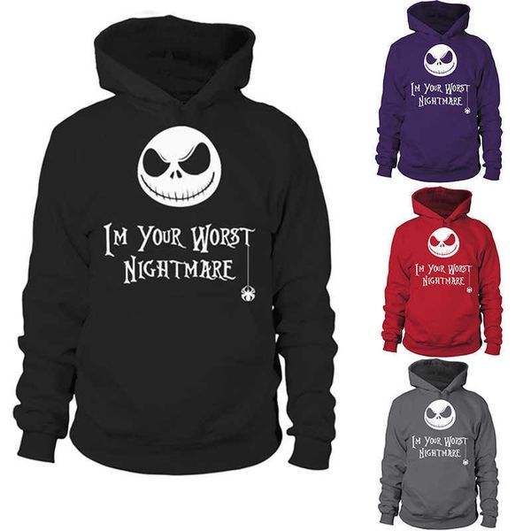 halloween printed casual sweater hooded fa8t047b, Black