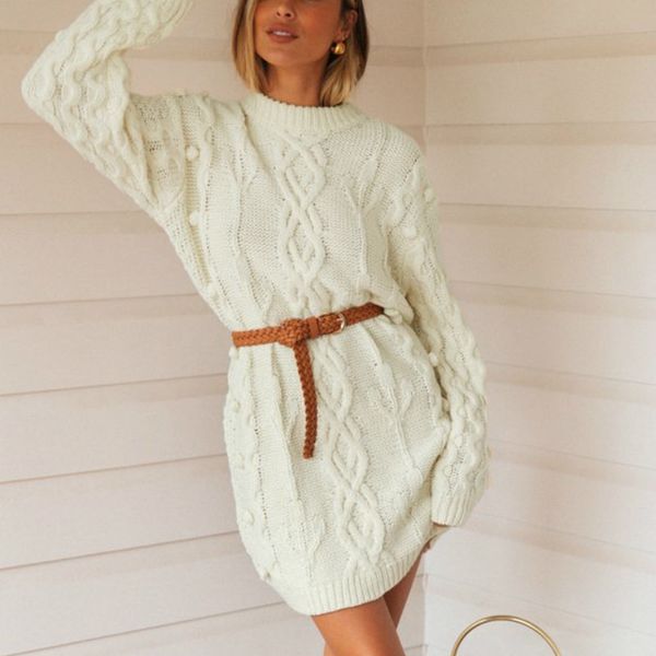new casual women sweater dress autumn winter o neck long sleeve white female knitted dress soft straight warm sweater dress 210413, Black;gray
new casual women sweater dress autumn winter o neck long sleeve white female knitted dress soft straight warm sweater dress 210413, Black;gray