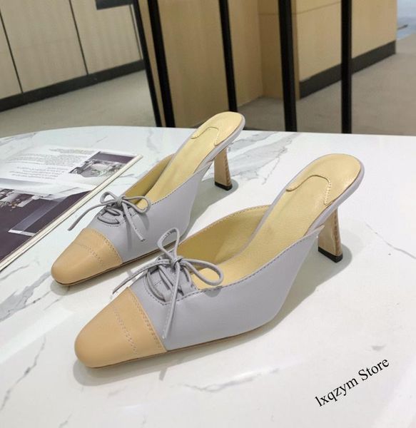 runway kitten heel summer mules shoes women half wrap toe leather bowknot slippers fashion dress party sandals, Black
runway kitten heel summer mules shoes women half wrap toe leather bowknot slippers fashion dress party sandals, Black