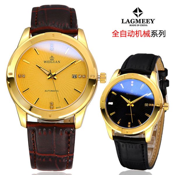 langmeey calendar fashion belt automatic mechanical men's watch platinum 8412, Slivery;brown
langmeey calendar fashion belt automatic mechanical men's watch platinum 8412, Slivery;brown