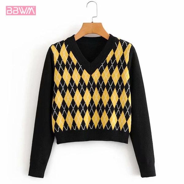 women's sweaters fashion v-neck long sleeve loose diamond lattice sweater vintage 2 colors simplicity chic female, White;black
women's sweaters fashion v-neck long sleeve loose diamond lattice sweater vintage 2 colors simplicity chic female, White;black