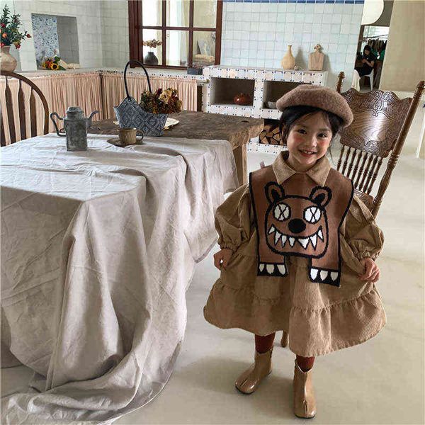 hayana 2021 autumn new kids clothes corduroy dress korean girls dresses cartoon knitted shawl fashion children outwear g1218, Red;yellow
hayana 2021 autumn new kids clothes corduroy dress korean girls dresses cartoon knitted shawl fashion children outwear g1218, Red;yellow