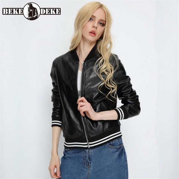 women's leather & faux brand designer women casual bomber jacket embroidery stand collar sheepskin real streetwear female coat, Black
women's leather & faux brand designer women casual bomber jacket embroidery stand collar sheepskin real streetwear female coat, Black